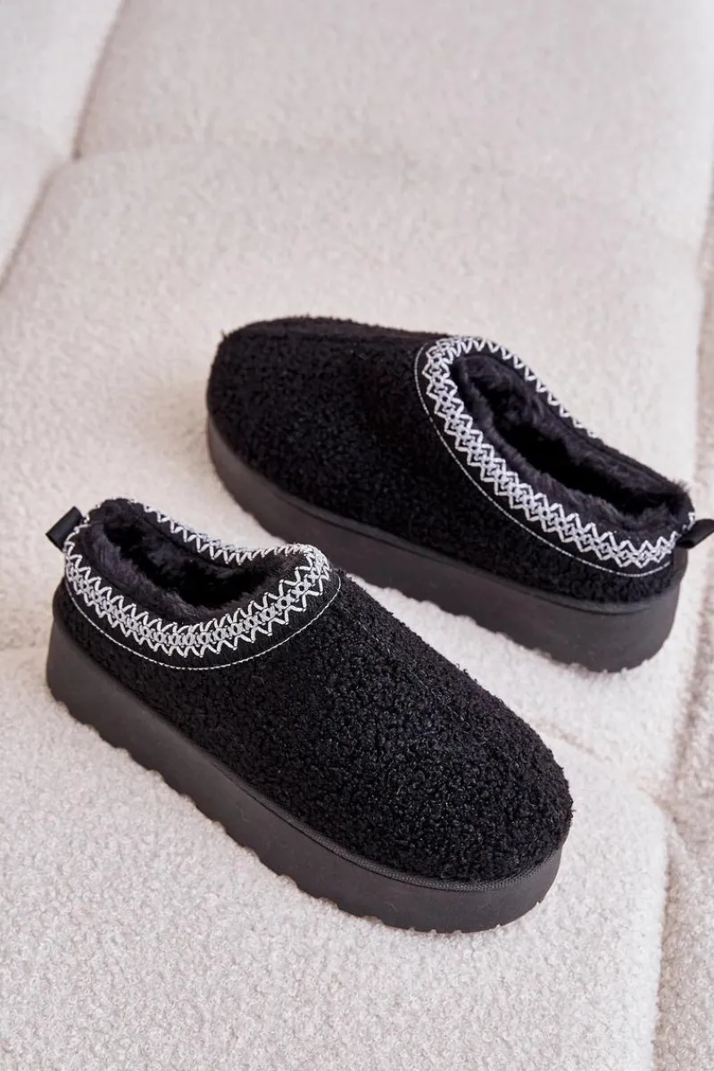 Śniegowce Damskie|Kapcie Klasyczne>Boto Śniegowce Damskie Na Platformie Z Haftem Czarne Tirissa Czarny