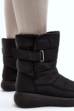 Sale Śniegowce Damskie Na Rzep Ocieplane Czarne Jawora Damskie Śniegowce Damskie