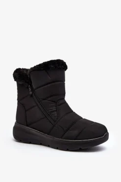 Hot Boto Śniegowce Damskie Na Suwak Z Futerkiem Czarne Zeuna Czarny