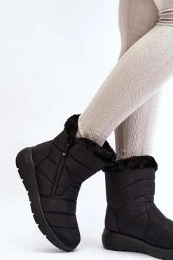 Hot Boto Śniegowce Damskie Na Suwak Z Futerkiem Czarne Zeuna Czarny