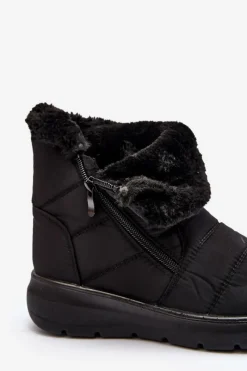 Hot Boto Śniegowce Damskie Na Suwak Z Futerkiem Czarne Zeuna Czarny
