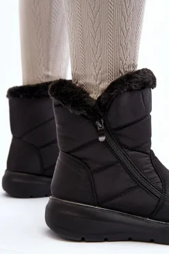 Hot Boto Śniegowce Damskie Na Suwak Z Futerkiem Czarne Zeuna Czarny