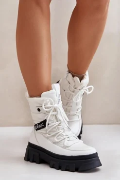 New Lee Cooper Śniegowce Damskie Na Zamek LCJ-24-47-3142 Białe