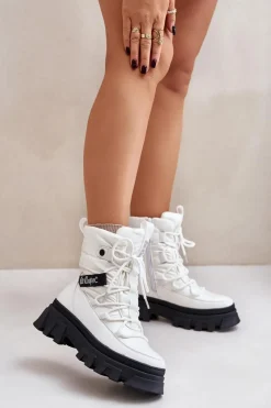 New Lee Cooper Śniegowce Damskie Na Zamek LCJ-24-47-3142 Białe
