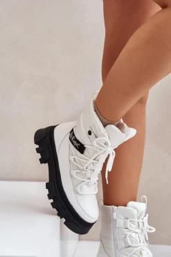 New Lee Cooper Śniegowce Damskie Na Zamek LCJ-24-47-3142 Białe