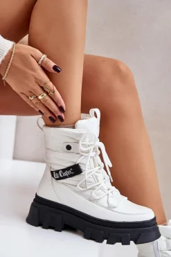 New Lee Cooper Śniegowce Damskie Na Zamek LCJ-24-47-3142 Białe