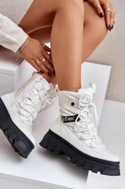 New Lee Cooper Śniegowce Damskie Na Zamek LCJ-24-47-3142 Białe