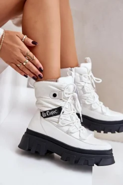 New Lee Cooper Śniegowce Damskie Na Zamek LCJ-24-47-3142 Białe