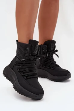 Big Star Shoes Śniegowce Damskie Na Zamek Big Star SS274059 Czarne Czarny