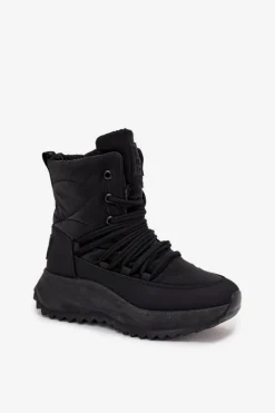 Big Star Shoes Śniegowce Damskie Na Zamek Big Star SS274059 Czarne Czarny