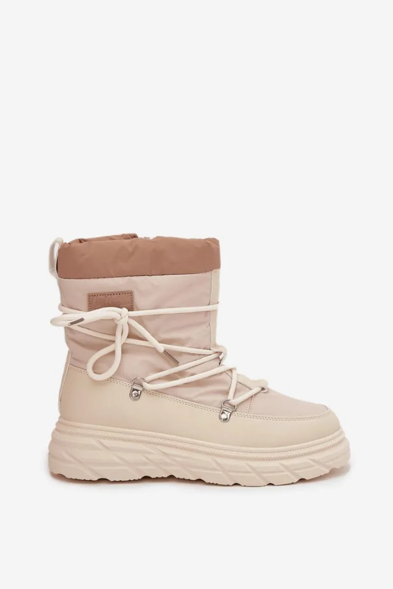 Clearance Lee Cooper Śniegowce Damskie Na Zamek LCJ-25-44-3931 Beżowe Beżowy