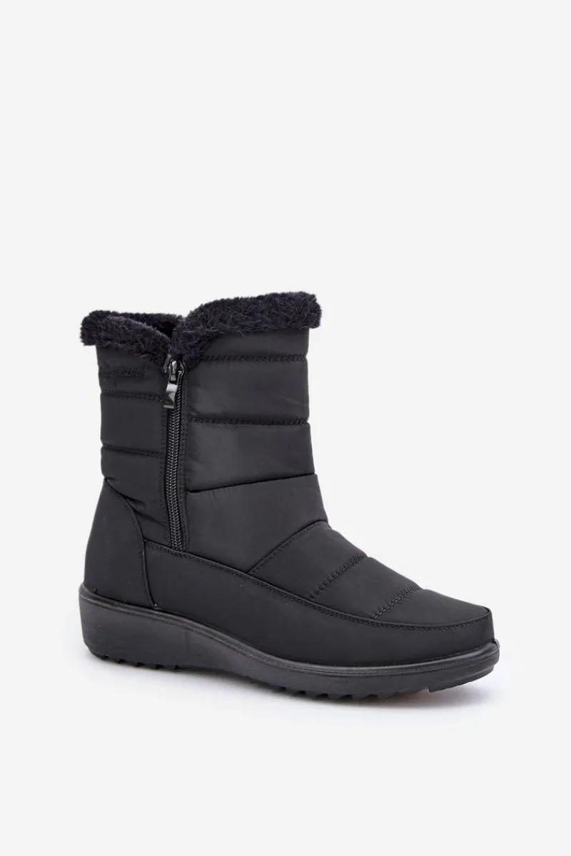 Śniegowce Damskie>Evento Śniegowce Damskie Na Zamek Z Futerkiem Czarne Fiorittia