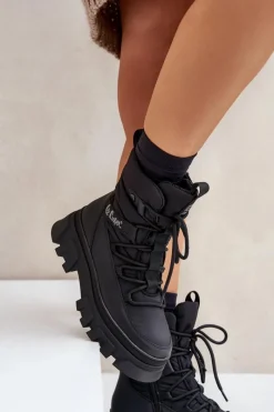 Best Lee Cooper Śniegowce Damskie Na Zamek LCJ-24-47-3144 Czarne Czarny