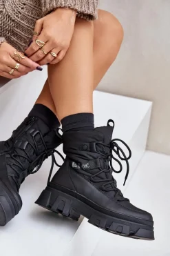 Best Lee Cooper Śniegowce Damskie Na Zamek LCJ-24-47-3144 Czarne Czarny