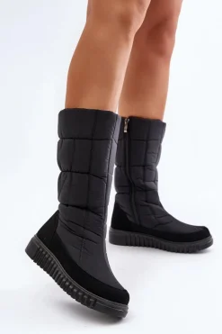 Śniegowce Damskie|Kozaki Płaskie>Boto Śniegowce Damskie Na Zamek Progress PROGJ-24-144 Czarne