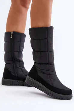 Śniegowce Damskie|Kozaki Płaskie>Boto Śniegowce Damskie Na Zamek Progress PROGJ-24-144 Czarne