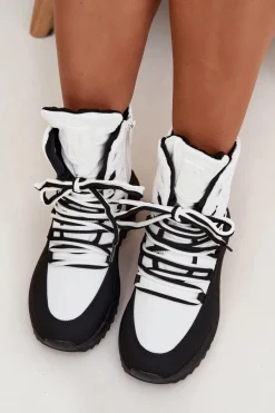 Outlet Śniegowce Damskie Na Zamek Big Star SS274060 Biało-Czarne Damskie Śniegowce Damskie