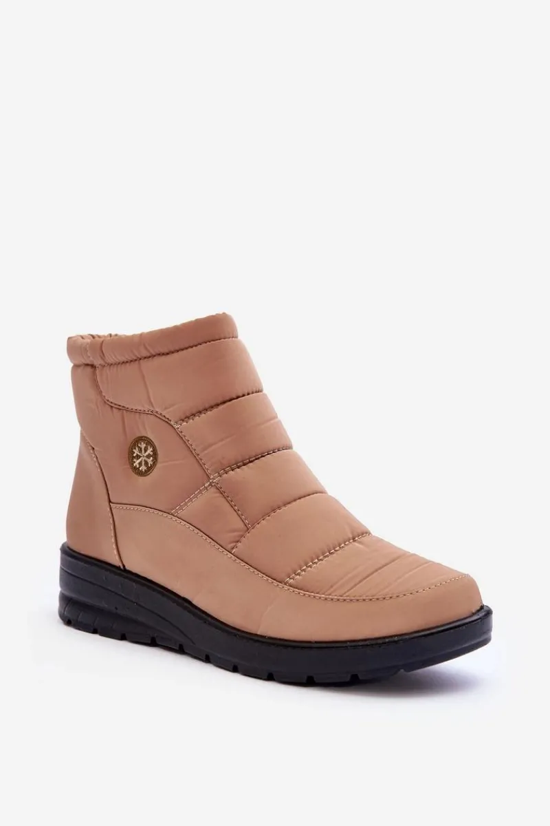 Śniegowce Damskie Ocieplane Beżowe Helis Damskie Śniegowce Damskie