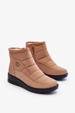 Śniegowce Damskie Ocieplane Beżowe Helis Damskie Śniegowce Damskie