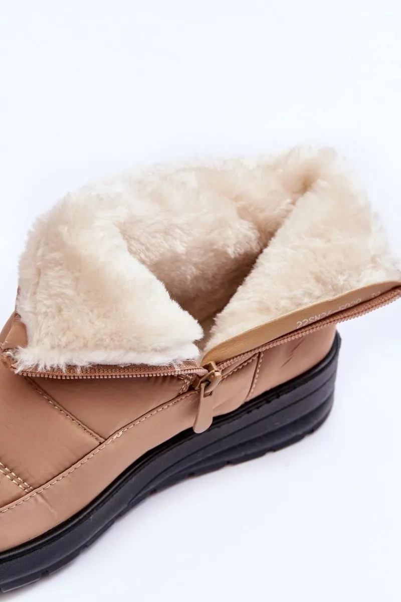 Śniegowce Damskie Ocieplane Beżowe Helis Damskie Śniegowce Damskie