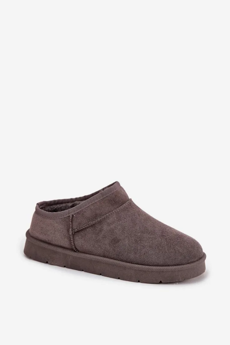 Śniegowce Damskie>Boto Śniegowce Damskie Ocieplane Futerkiem Ciemnoszare Serenne Szary