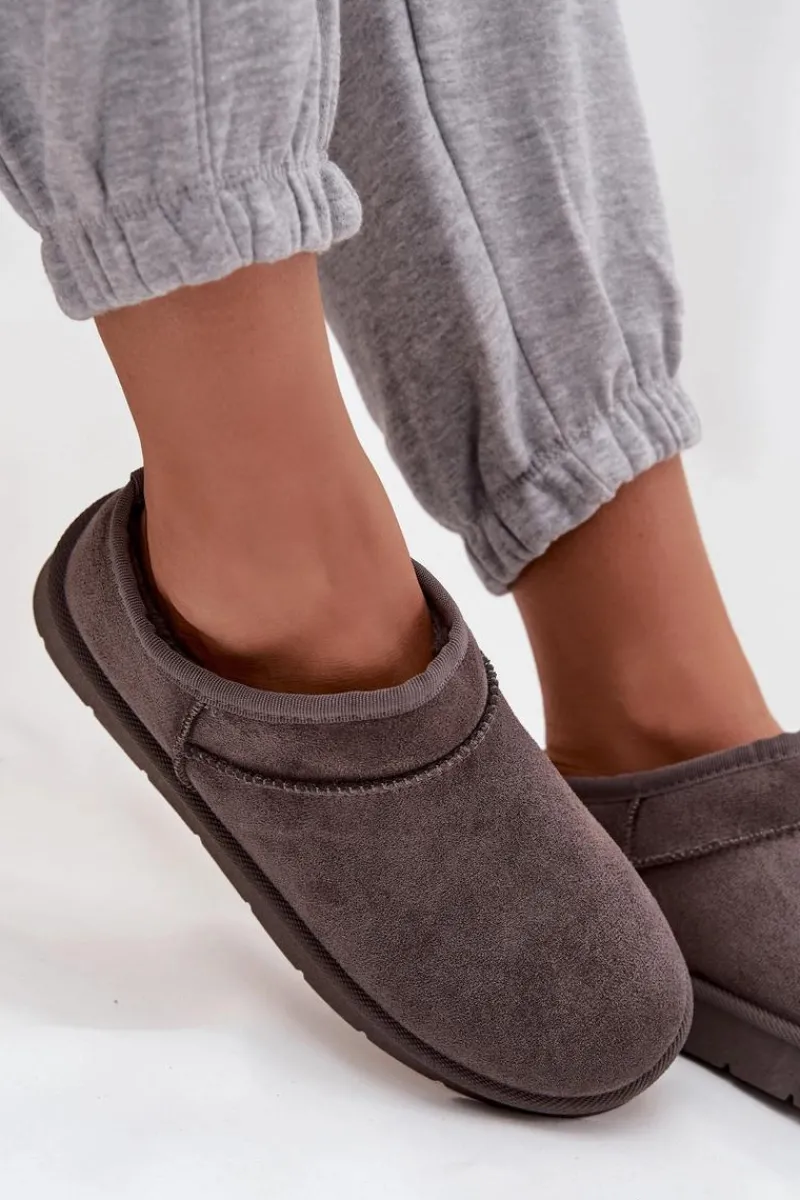 Śniegowce Damskie>Boto Śniegowce Damskie Ocieplane Futerkiem Ciemnoszare Serenne Szary