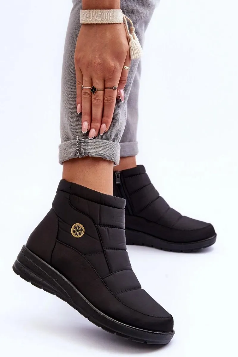 Outlet Evento Śniegowce Damskie Ocieplane Czarne Helis Czarny