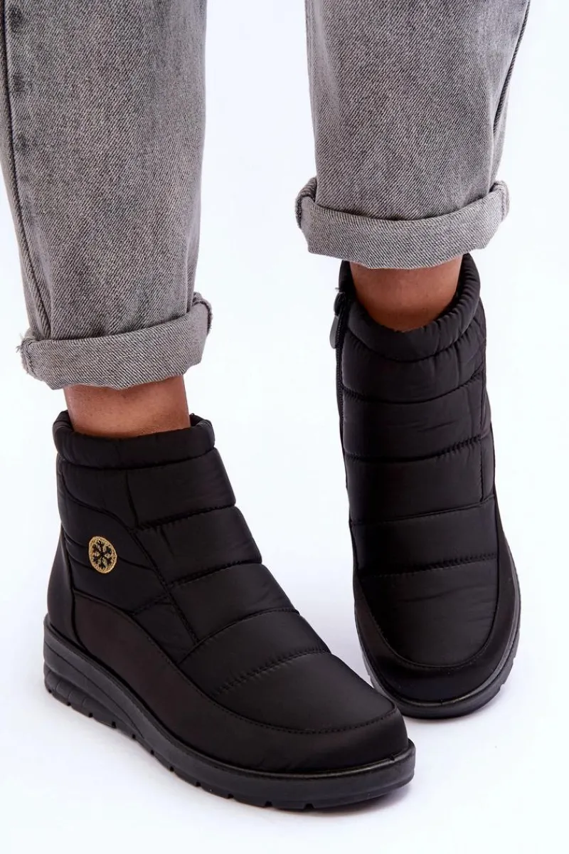 Outlet Evento Śniegowce Damskie Ocieplane Czarne Helis Czarny