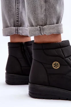 Outlet Evento Śniegowce Damskie Ocieplane Czarne Helis Czarny