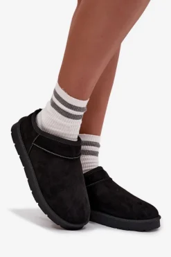 Hot Śniegowce Damskie Ocieplane Futerkiem Czarne Serenne Damskie Śniegowce Damskie