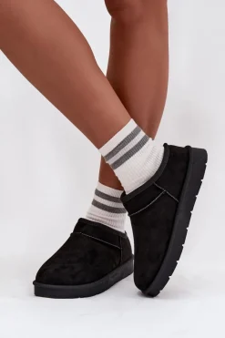 Hot Śniegowce Damskie Ocieplane Futerkiem Czarne Serenne Damskie Śniegowce Damskie