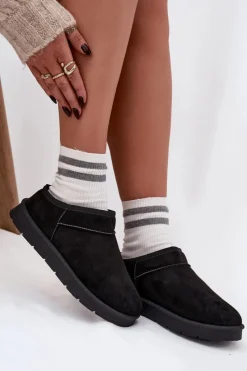 Hot Śniegowce Damskie Ocieplane Futerkiem Czarne Serenne Damskie Śniegowce Damskie