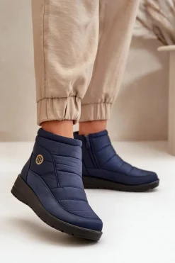 Śniegowce Damskie>Evento Śniegowce Damskie Ocieplane Granatowe Helis Niebieski