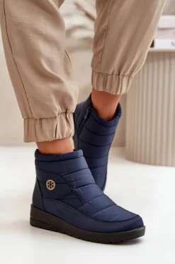 Śniegowce Damskie>Evento Śniegowce Damskie Ocieplane Granatowe Helis Niebieski