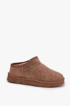 Boto Śniegowce Damskie Ocieplane Futerkiem Brązowe Serenne Brązowy