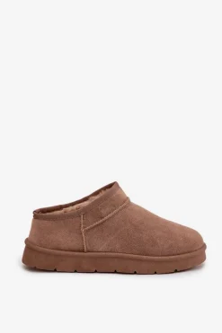 Boto Śniegowce Damskie Ocieplane Futerkiem Brązowe Serenne Brązowy