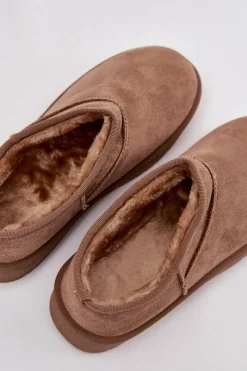 Boto Śniegowce Damskie Ocieplane Futerkiem Brązowe Serenne Brązowy