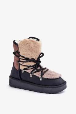 Best D.Franklin Śniegowce Damskie Z Futerkiem DFSH370012 Czarne Czarny