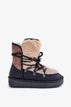 Best D.Franklin Śniegowce Damskie Z Futerkiem DFSH370012 Czarne Czarny