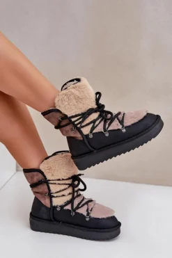 Best D.Franklin Śniegowce Damskie Z Futerkiem DFSH370012 Czarne Czarny