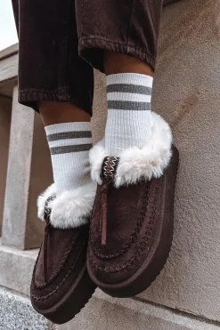 Discount Boto Śniegowce Damskie Z Futerkiem Na Platformie Czekoladowe Rosmira Brązowy