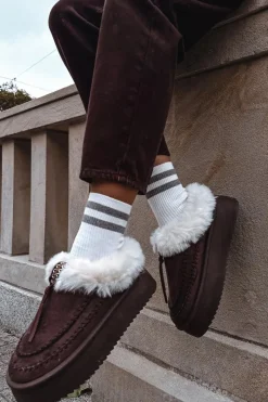 Discount Boto Śniegowce Damskie Z Futerkiem Na Platformie Czekoladowe Rosmira Brązowy