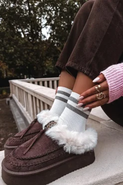 Discount Boto Śniegowce Damskie Z Futerkiem Na Platformie Czekoladowe Rosmira Brązowy