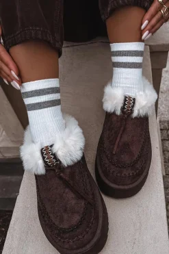 Discount Boto Śniegowce Damskie Z Futerkiem Na Platformie Czekoladowe Rosmira Brązowy