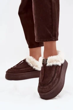 Discount Boto Śniegowce Damskie Z Futerkiem Na Platformie Czekoladowe Rosmira Brązowy