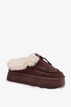 Discount Boto Śniegowce Damskie Z Futerkiem Na Platformie Czekoladowe Rosmira Brązowy