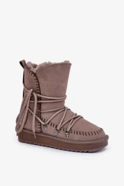 Clearance D.Franklin Śniegowce Damskie Z Naturalnego Zamszu DFSH375004 Taupe