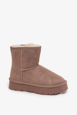 Best Śniegowce Damskie Z Naturalnego Zamszu Na Platformie Beżowe Privine Damskie Śniegowce Damskie