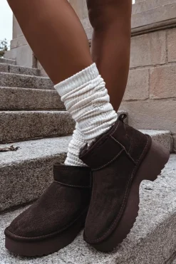 New Boto Śniegowce Damskie Z Naturalnego Zamszu Ocieplane Futerkiem Czekoladowe Milora Brązowy