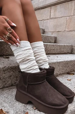 New Boto Śniegowce Damskie Z Naturalnego Zamszu Ocieplane Futerkiem Czekoladowe Milora Brązowy